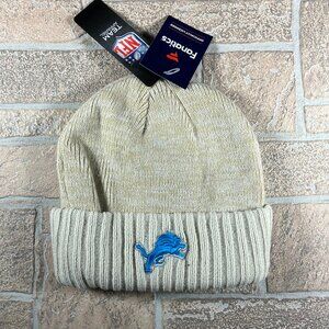 NEW Fanatics Detroit Lions Block Cuffed Cream Winter Knit Adult Beanie